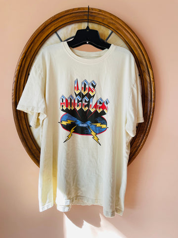 2000s Off White Cotton Los Angeles T Shirt Top XXL