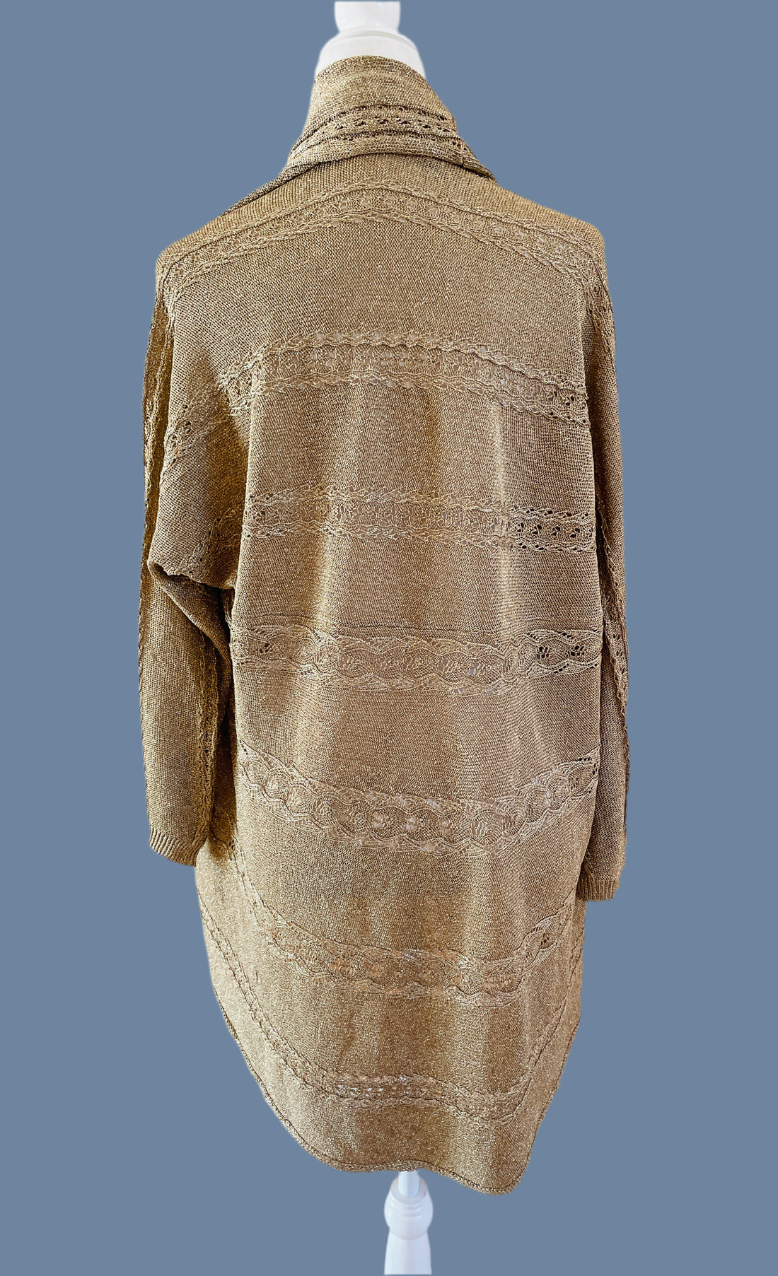 2000s Shimmering Gold Open Front Cardigan Sweater 1X