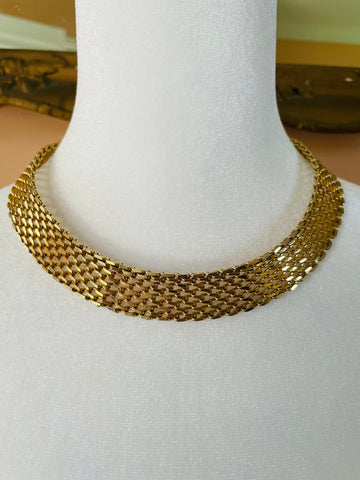 Vintage 80s Gold Tone Mesh Chain Classic Chain Necklace