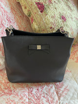 Nine West Faux Black Leather Bow Accent Handbag