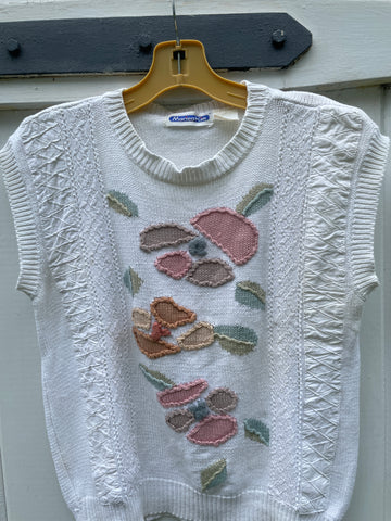 70s Mariea Kim Handmade Wool Blend Knit Vest Top M
