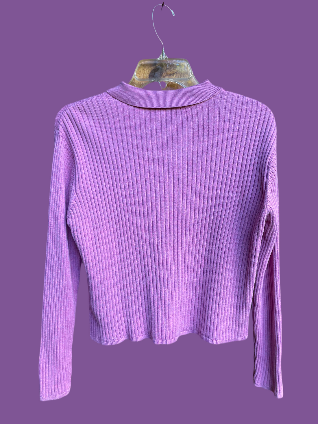 80s Vintage Button Down Pink Ribbed Cardigan Sweater S/M
