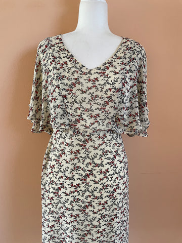 2000s Tiny Floral Print Lovely Summer Dress S
