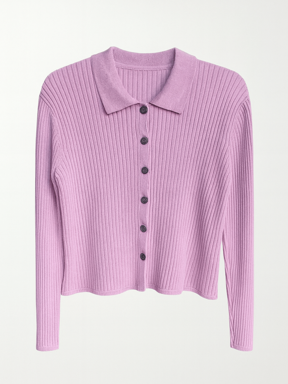 80s Vintage Button Down Pink Ribbed Cardigan Sweater S/M