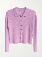 80s Vintage Button Down Pink Ribbed Cardigan Sweater S/M