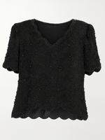 80s Vintage Hand Beaded Floral Exquisite Evening Top M