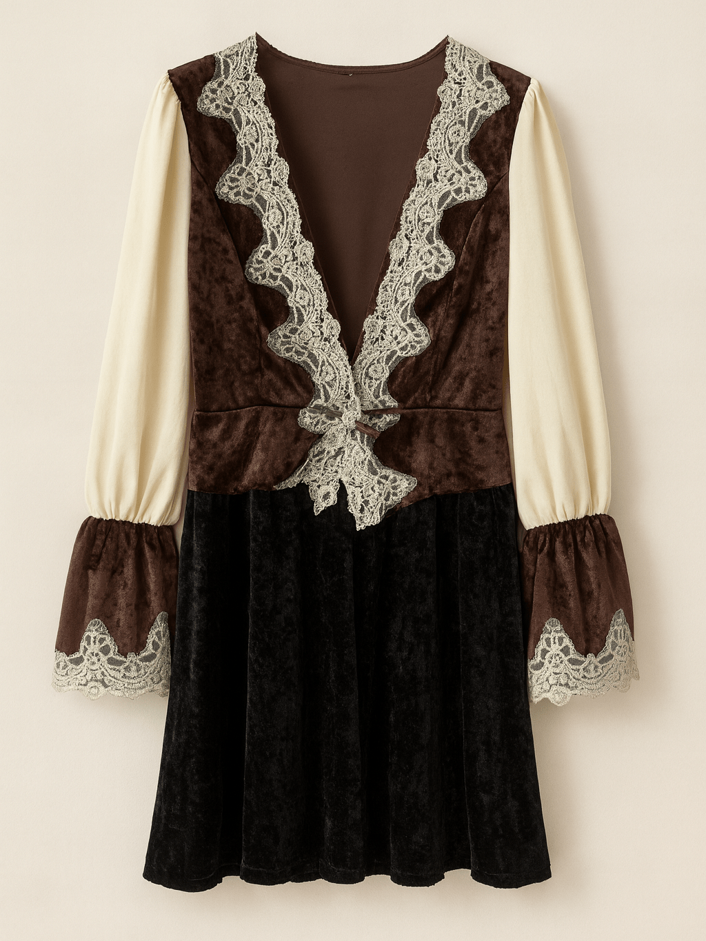 80s Vintage Velvet Sparkling Lace Pullover Renaissance Top X/L