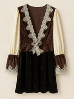 80s Vintage Velvet Sparkling Lace Pullover Renaissance Top X/L