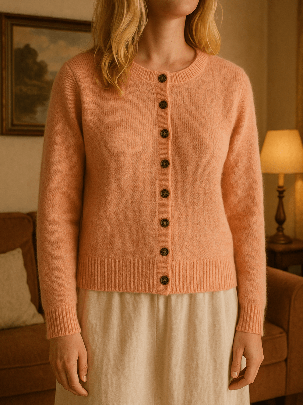 80s Vintage Wool Button Front Pink Vintage Cardigan Sweater Jacket M