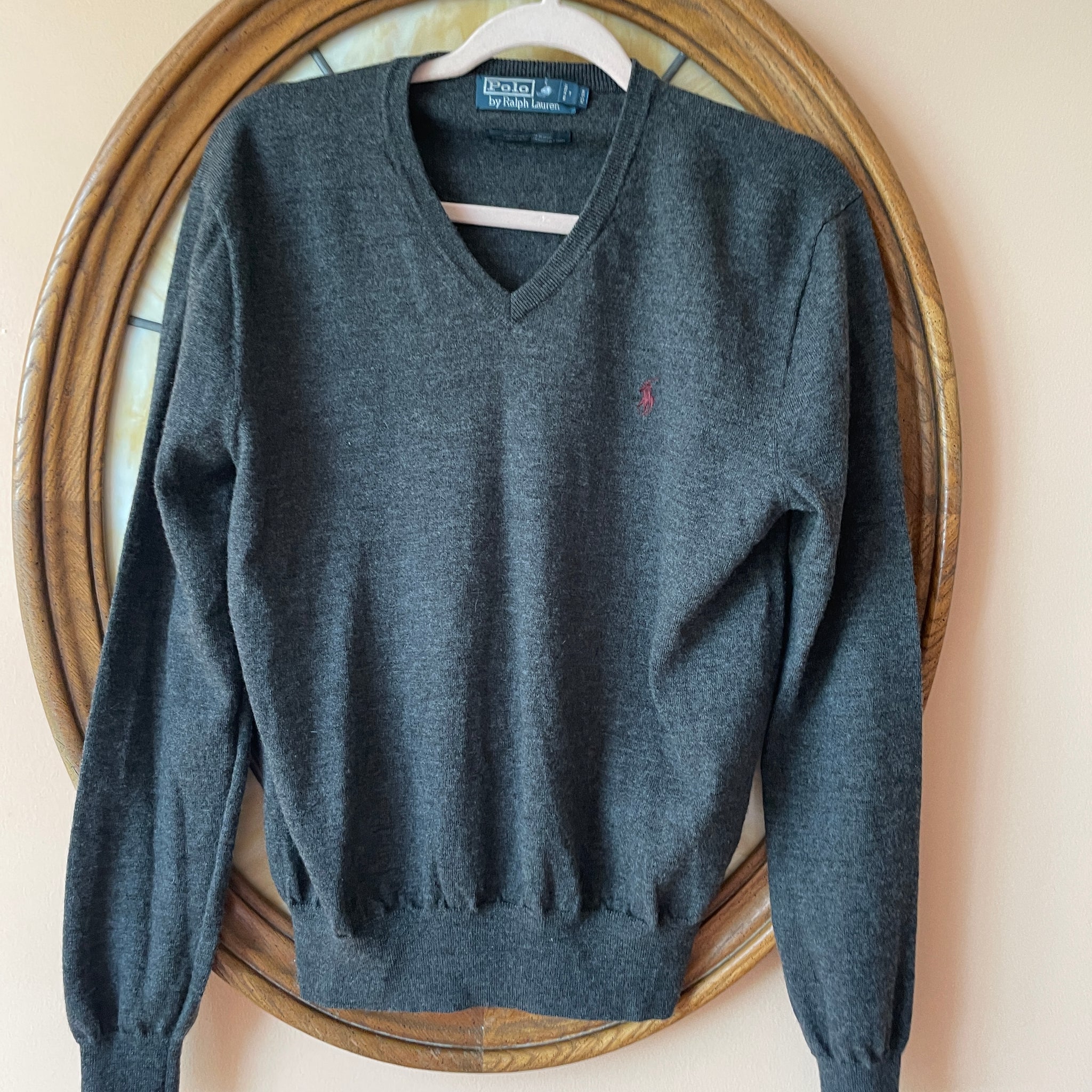 2000s Polo by Ralph Lauren Gray Merino Wool Unisex Pullover Sweater L