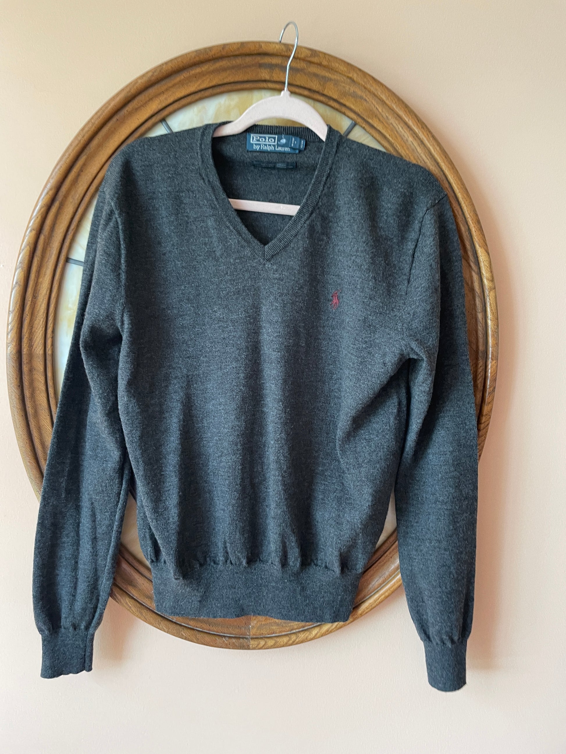  2000s Polo by Ralph Lauren Gray Merino Wool Unisex Pullover Sweater L