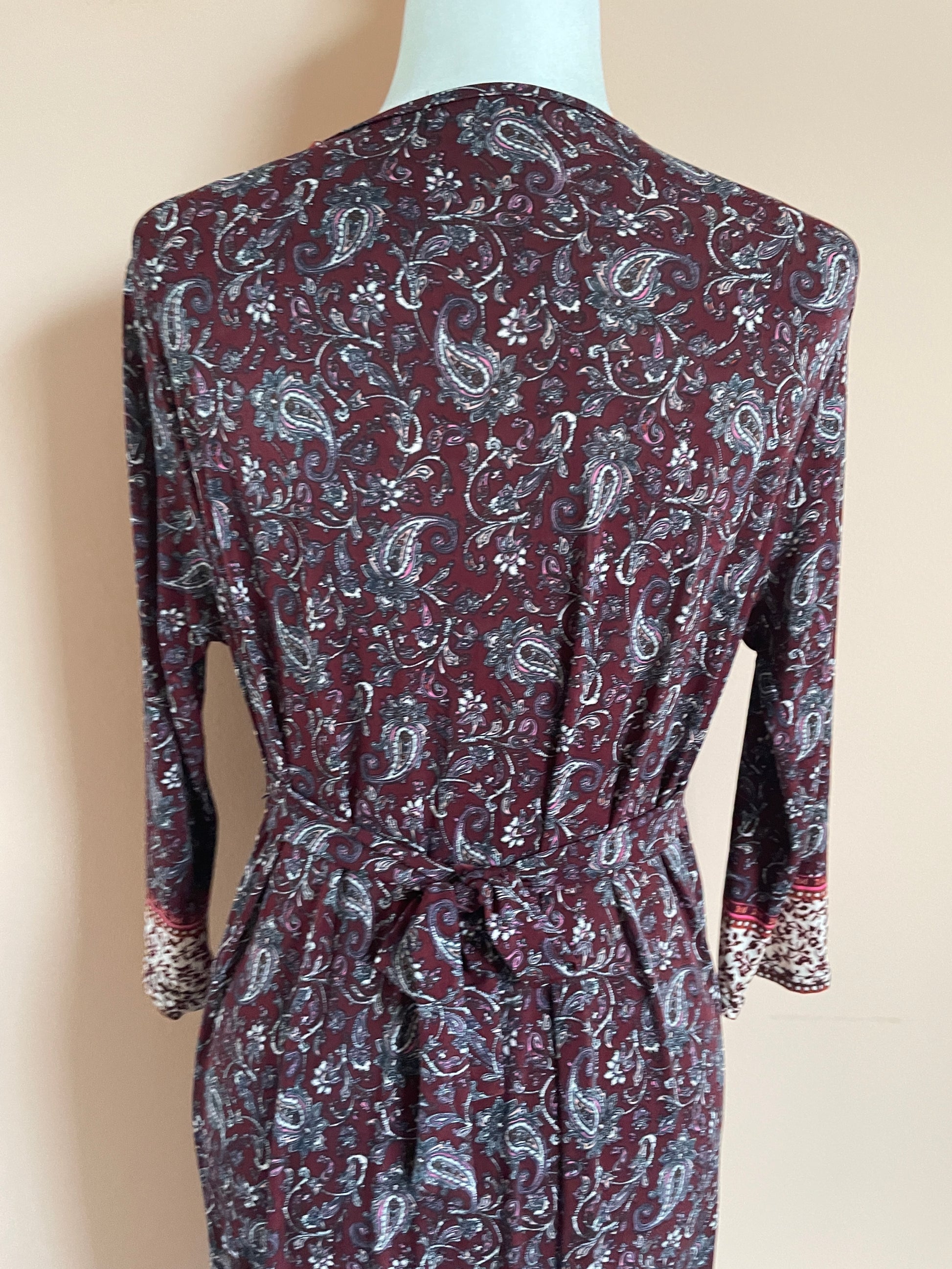  90s Burgundy I Love Paisley Vintage Maxi Dress M