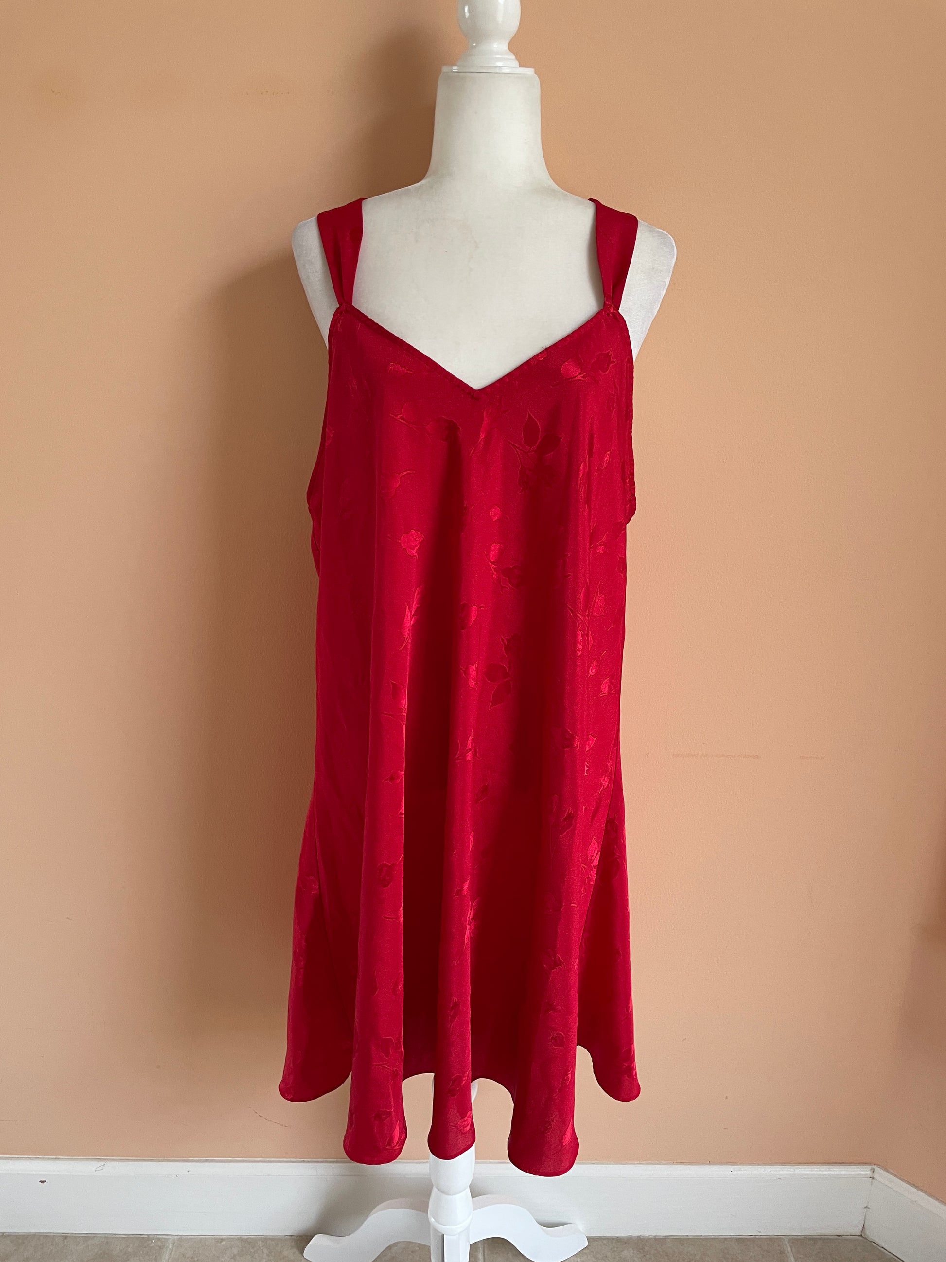 Red Lingerie X/L 2000s Floral Design Red Lounge Lingerie Nightgown X/L