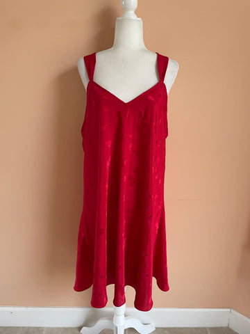 2000s Floral Design Red Lounge Lingerie Nightgown X/L
