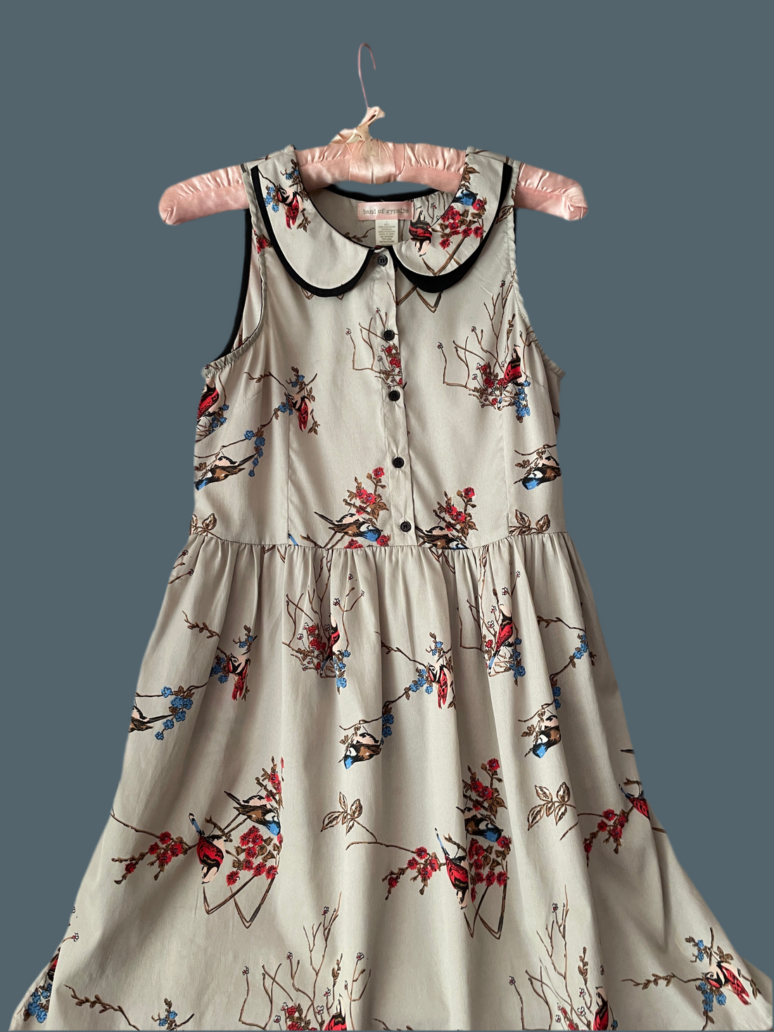 Sweet Sound of Birds Dress Tie Button High Low Dress Sm