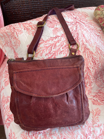 90s Vintage Fossil Long Live Vintage Dark Brown Leather Crossbody Bag