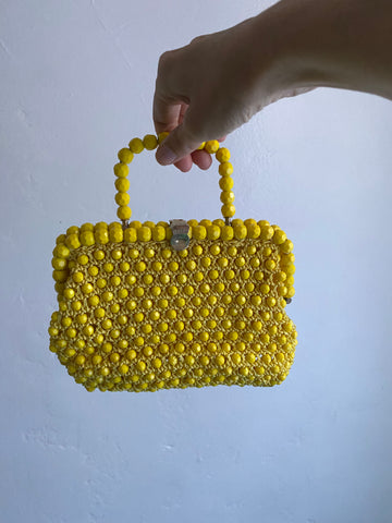 60s Made in Italy Rare Yellow Beaded Handbag
