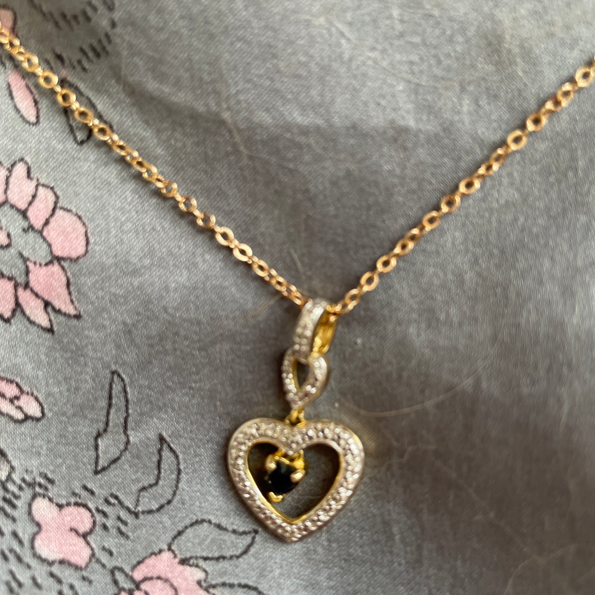 Sterling Silver Topaz heart pendant necklace 