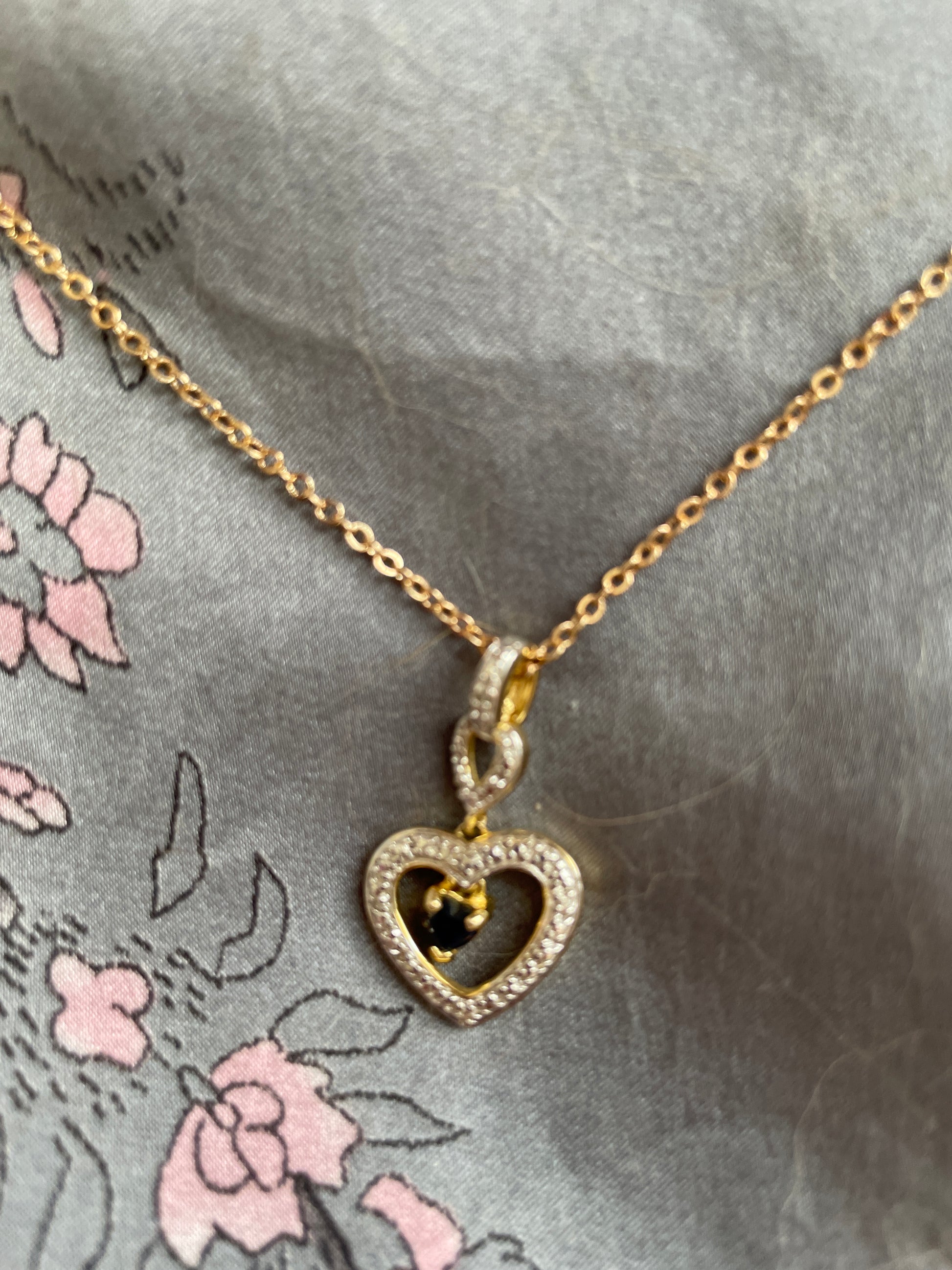 Sterling Silver Topaz heart pendant necklace  2000s Gold Vermeil Sterling Silver Topaz Heart Pendant Necklace