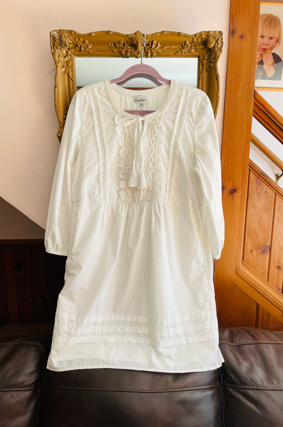 2000s Tommy Bahama Cotton Summer Short White Dress S/M