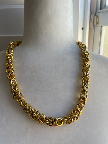 80s Signed Anne Klein Gold Tone 22” Chain Statement Necklace