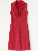 90s Vintage 100% Silk Print Sleeveless Ruffled Neckline Long Dress M/L