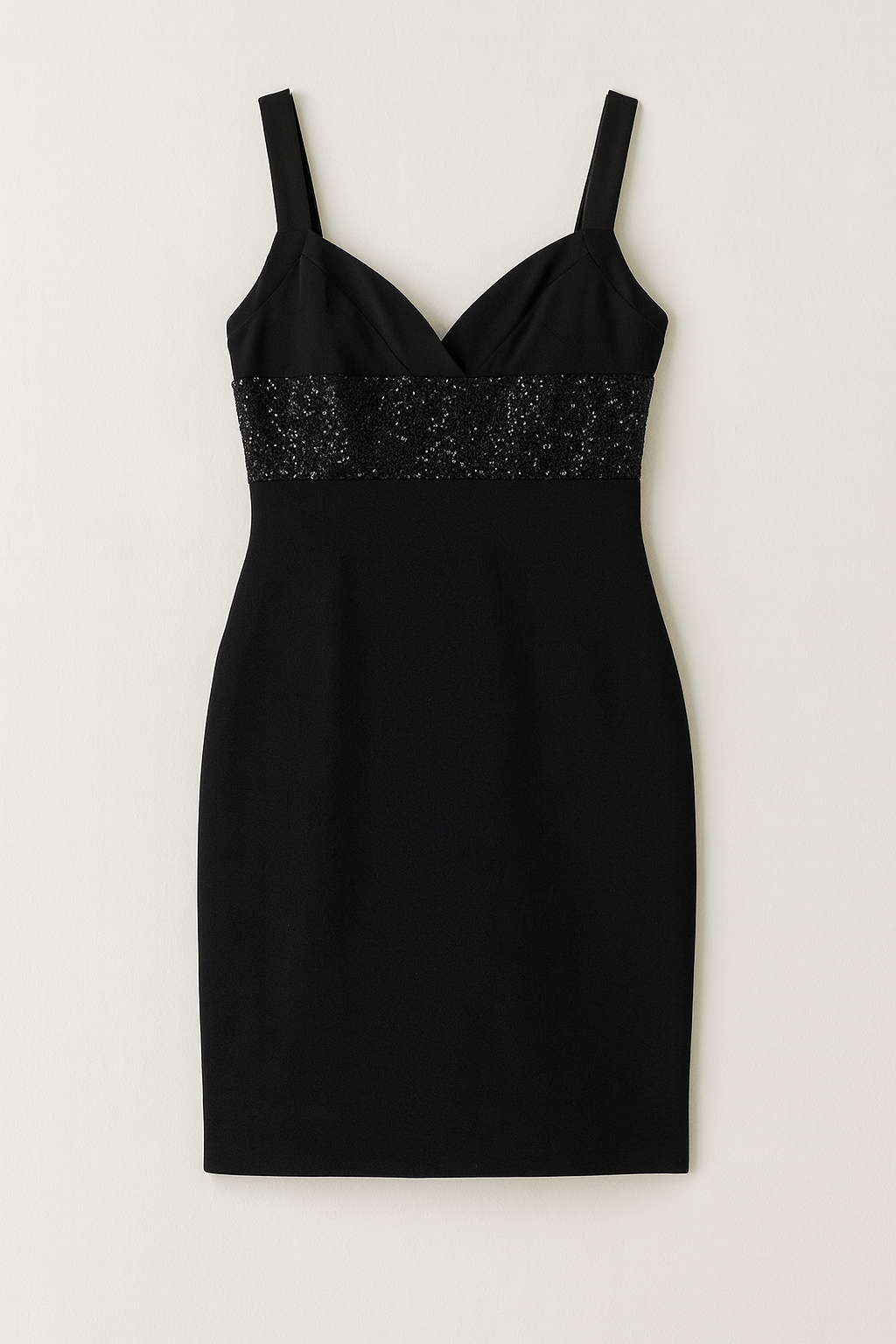 90s Vintage Black Poly Glittery High Waist Bodycon Short Dress. S