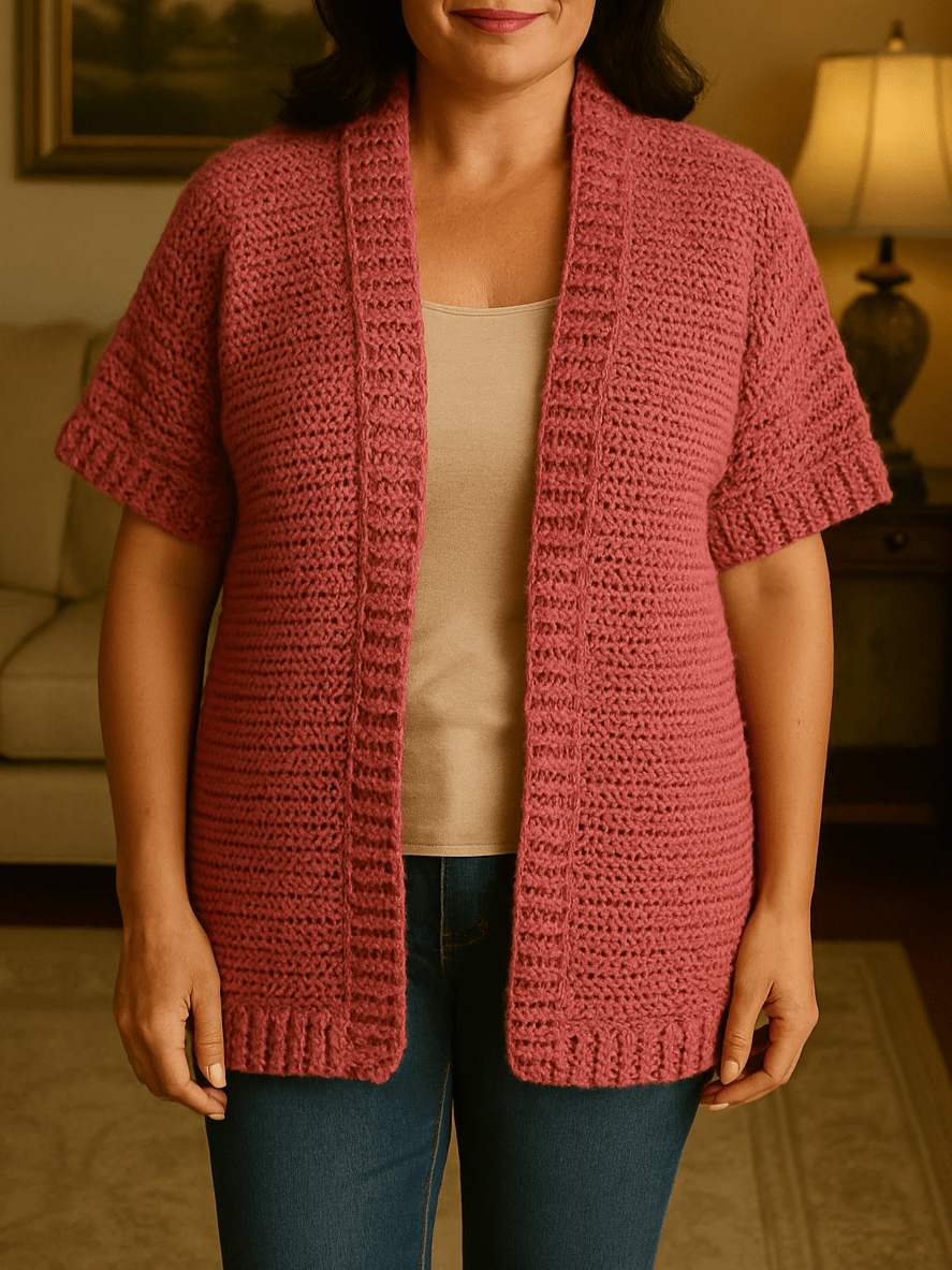 90s Vintage Hand Knit Acrylic Wool Blend Cardigan Sweater M