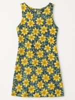 90s Vintage Sunflower Sleeveless Sunshine Dress S
