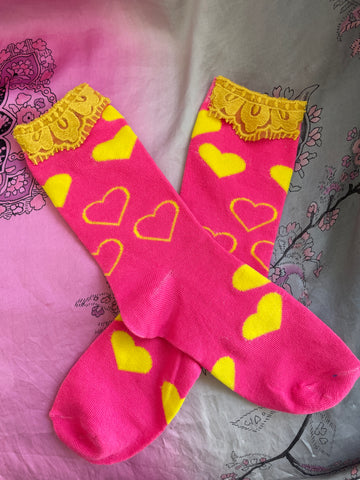 Pink heart socks