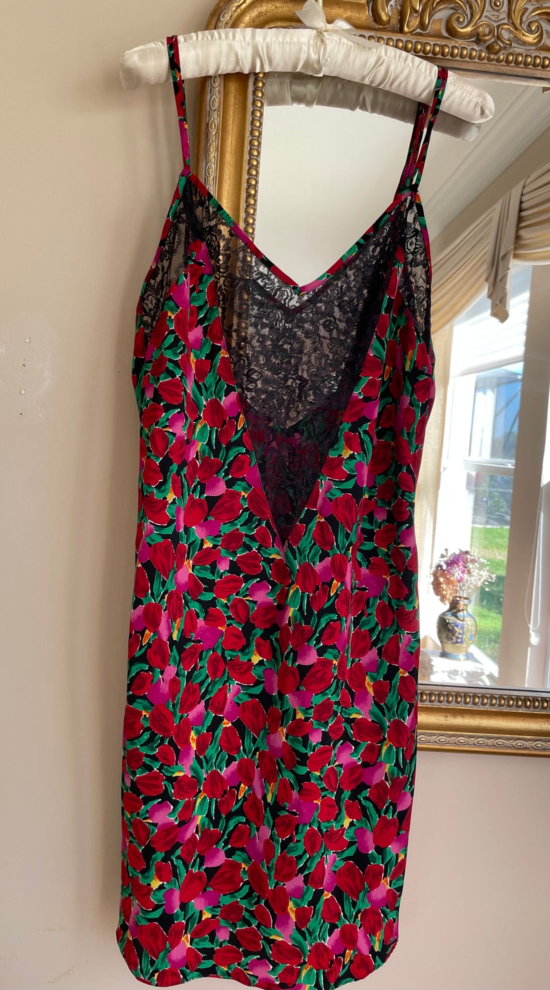 Victoria’s Secret Gold Label Floral Print Lingerie Chemise Slip Dress M/L