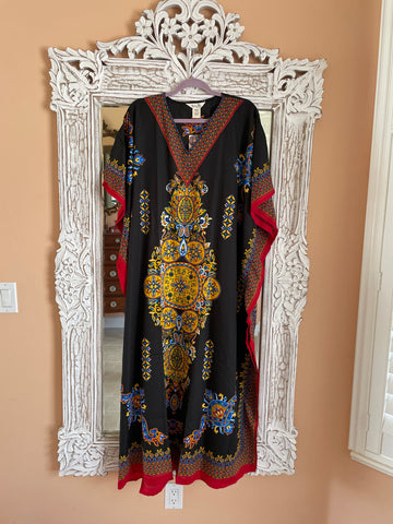 Boho Resort Caftan Dress Flowing Comfy Beach Loungewear Evening Kaftan. One size