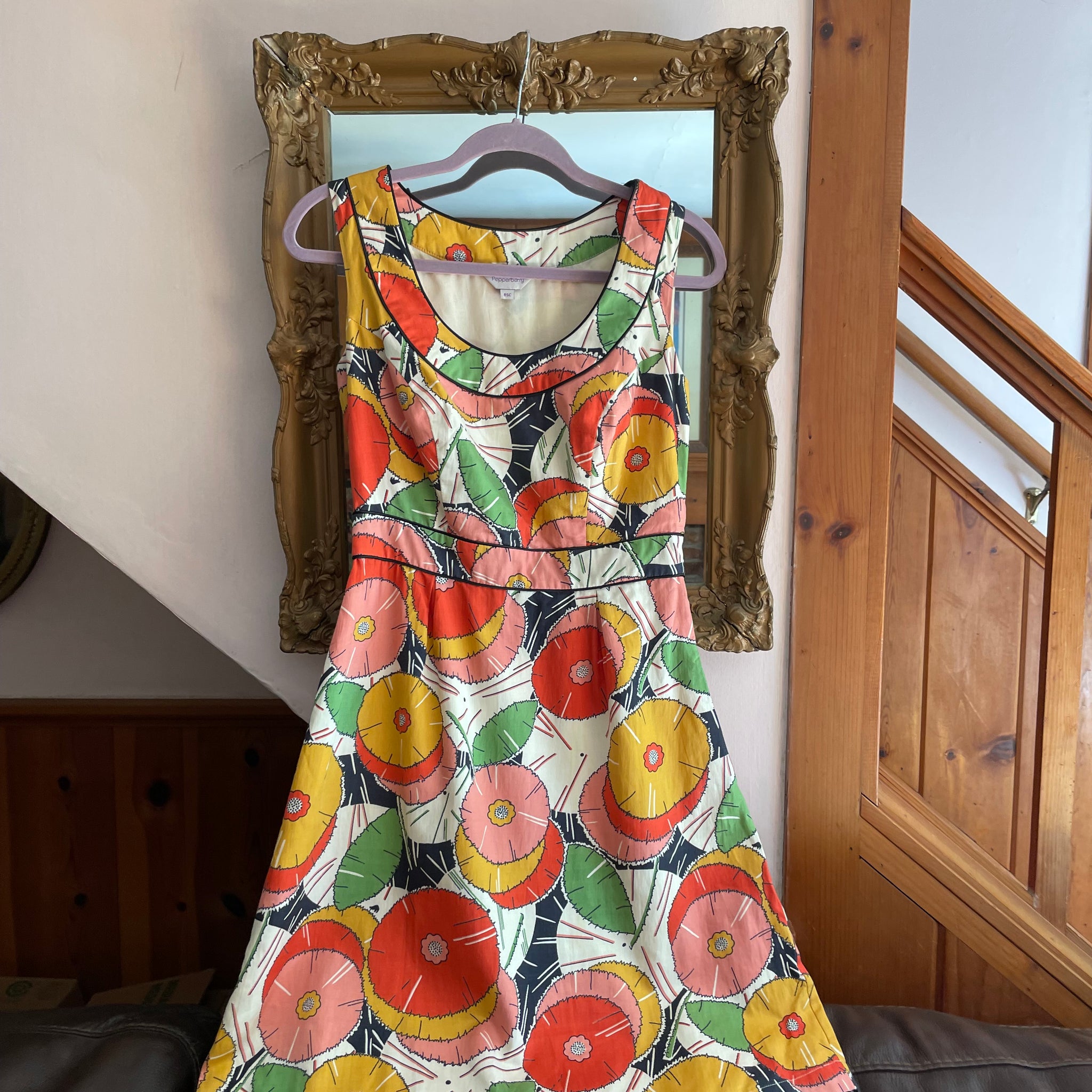 2000s Retro Floral Sleeveless Cotton Day Dress M