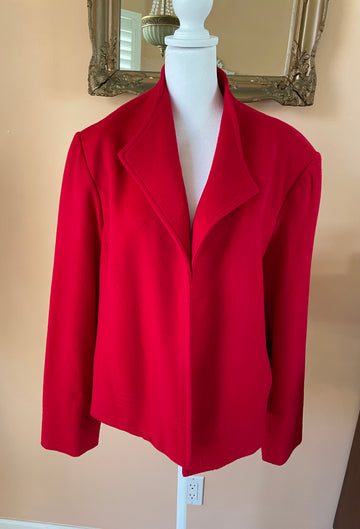 Vintage 80s Peck & Peck Red Wool Cashmere Jacket Size 16