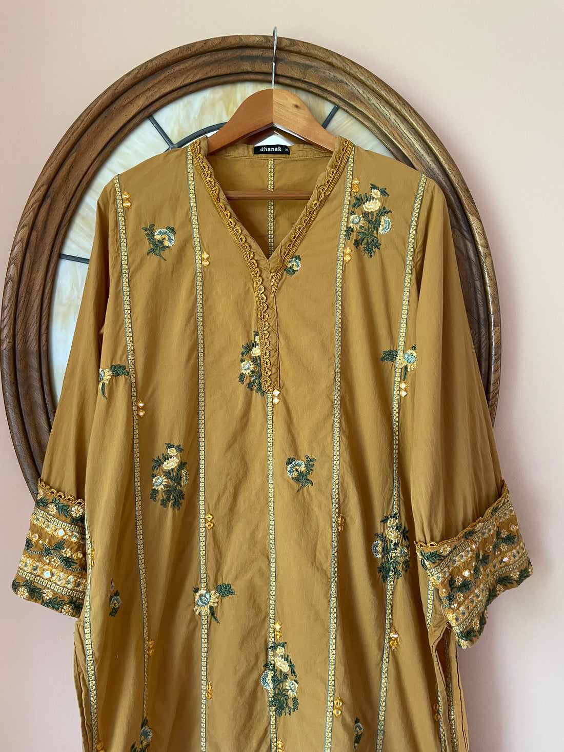 2000s 100% Cotton Floral Lace Embroidery 14” Side Slits Boho Tunic Dress Lg/XL