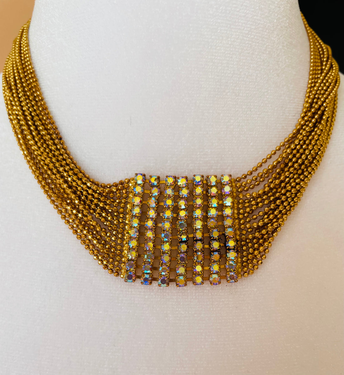2000s Gold Tone Draped Multi Chains Choker Necklace