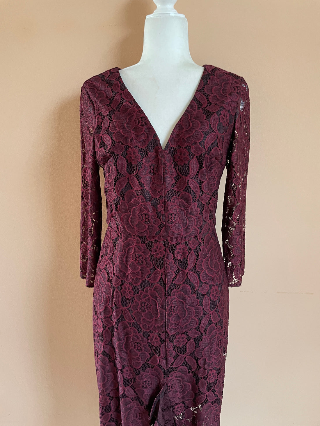 Burgundy lace dress