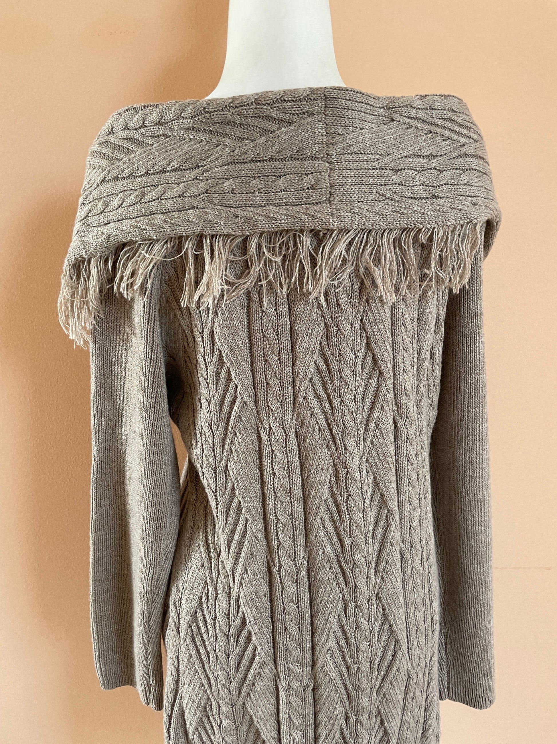  90s New York & Co Soft Gray Knit Stylish Sweater Dress L