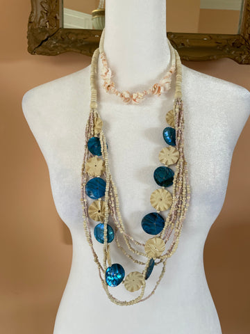 Oceana Long Multiple Layers Shell Beach necklace & Vintage Shell Choker