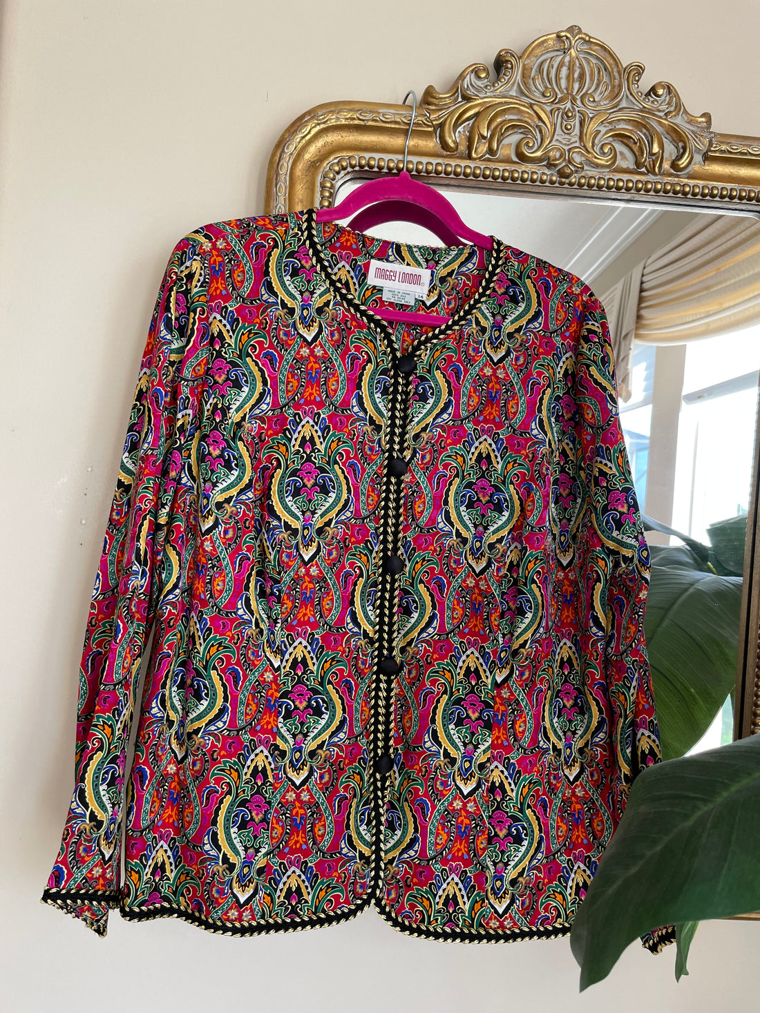 Vintage Maggie London 100% Silk Paisley Jacket Top M/L