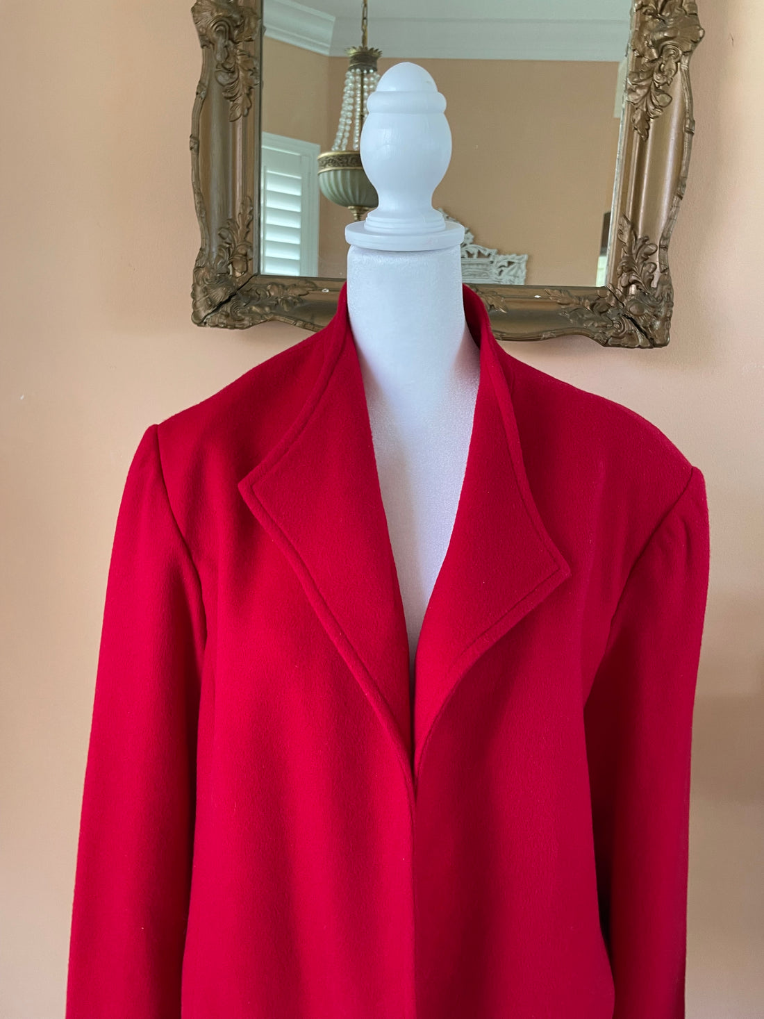 Vintage 80s Peck & Peck Red Wool Cashmere Jacket Size 16