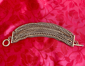 Vintage Bronze Tone Multiple Chains Bracelet