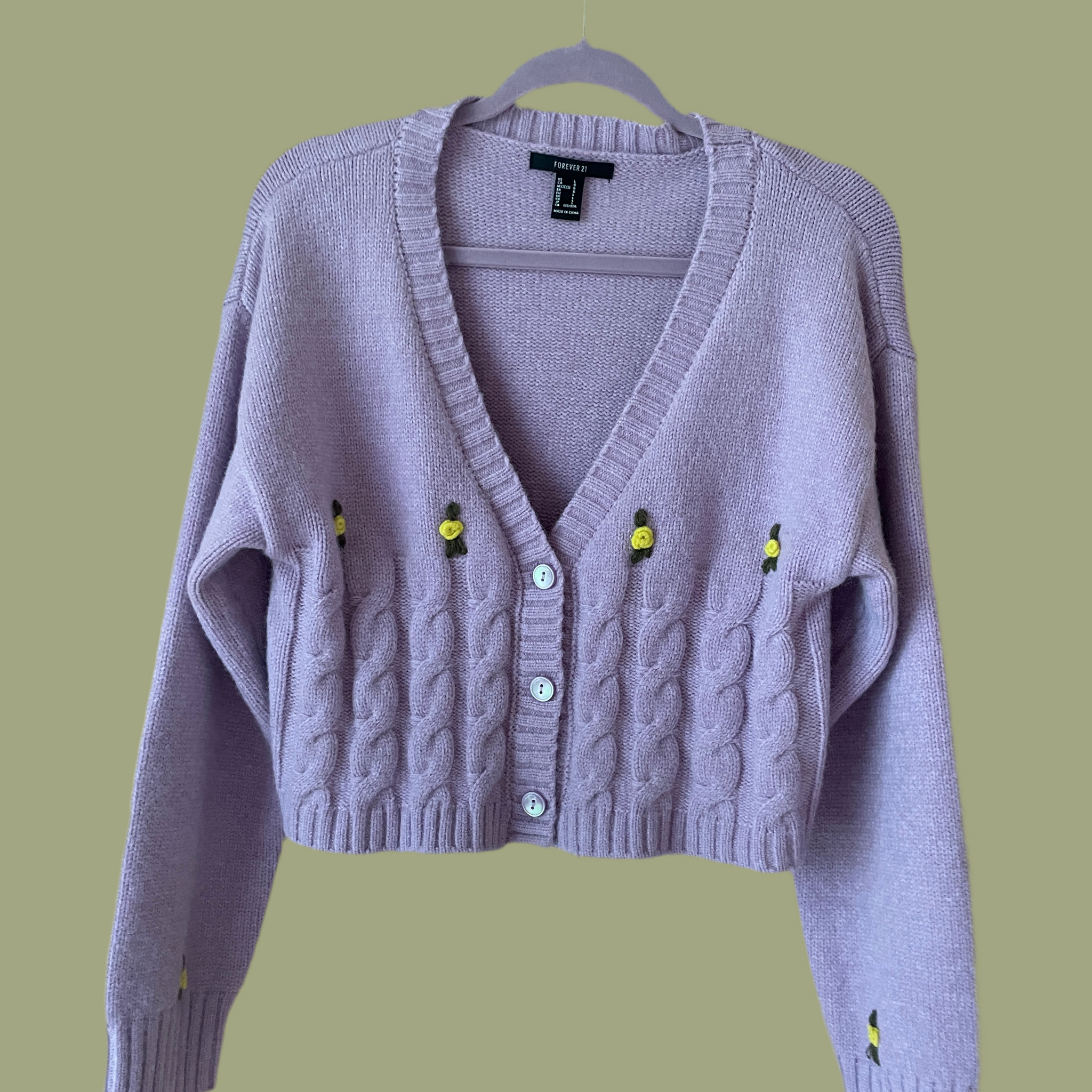 2000s Vintage Knit Flower Cropped Cardigan Sweater M