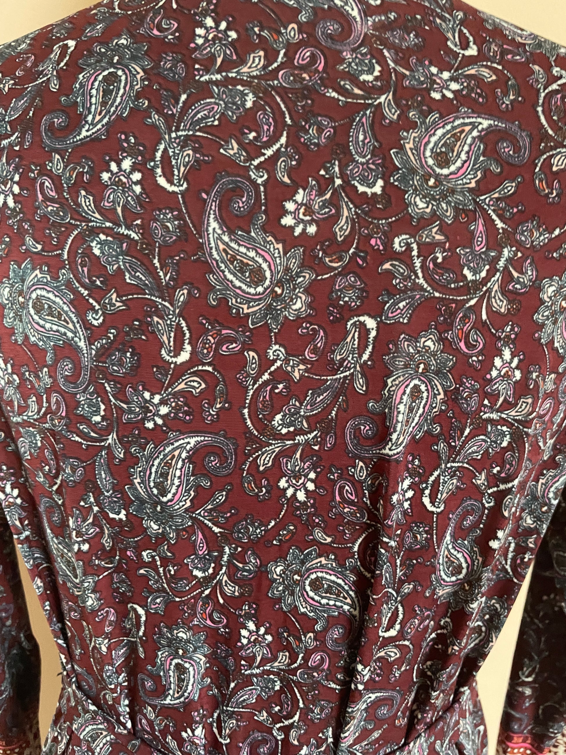  90s Burgundy I Love Paisley Vintage Maxi Dress M