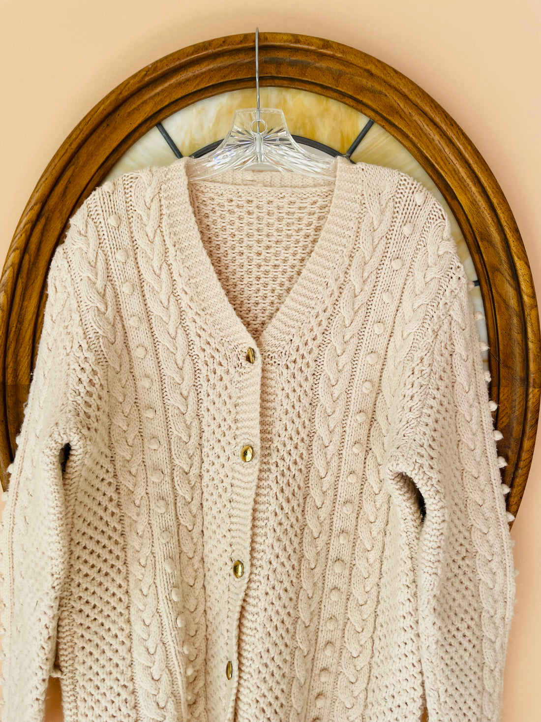 80s Vintage Handmade Gable Design Button Cardigan Knit Sweater Lg