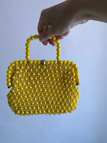 60s Made in Italy Rare Yellow Beaded Handbag