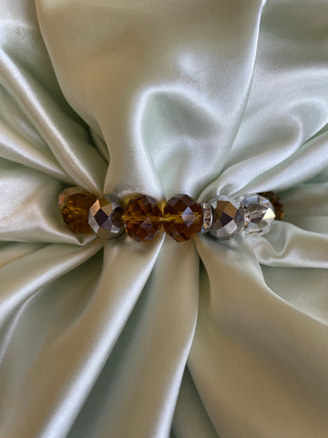 2000s Handmade Sparkling Glass Acrylic Beads Chunky Stretch Bracelet