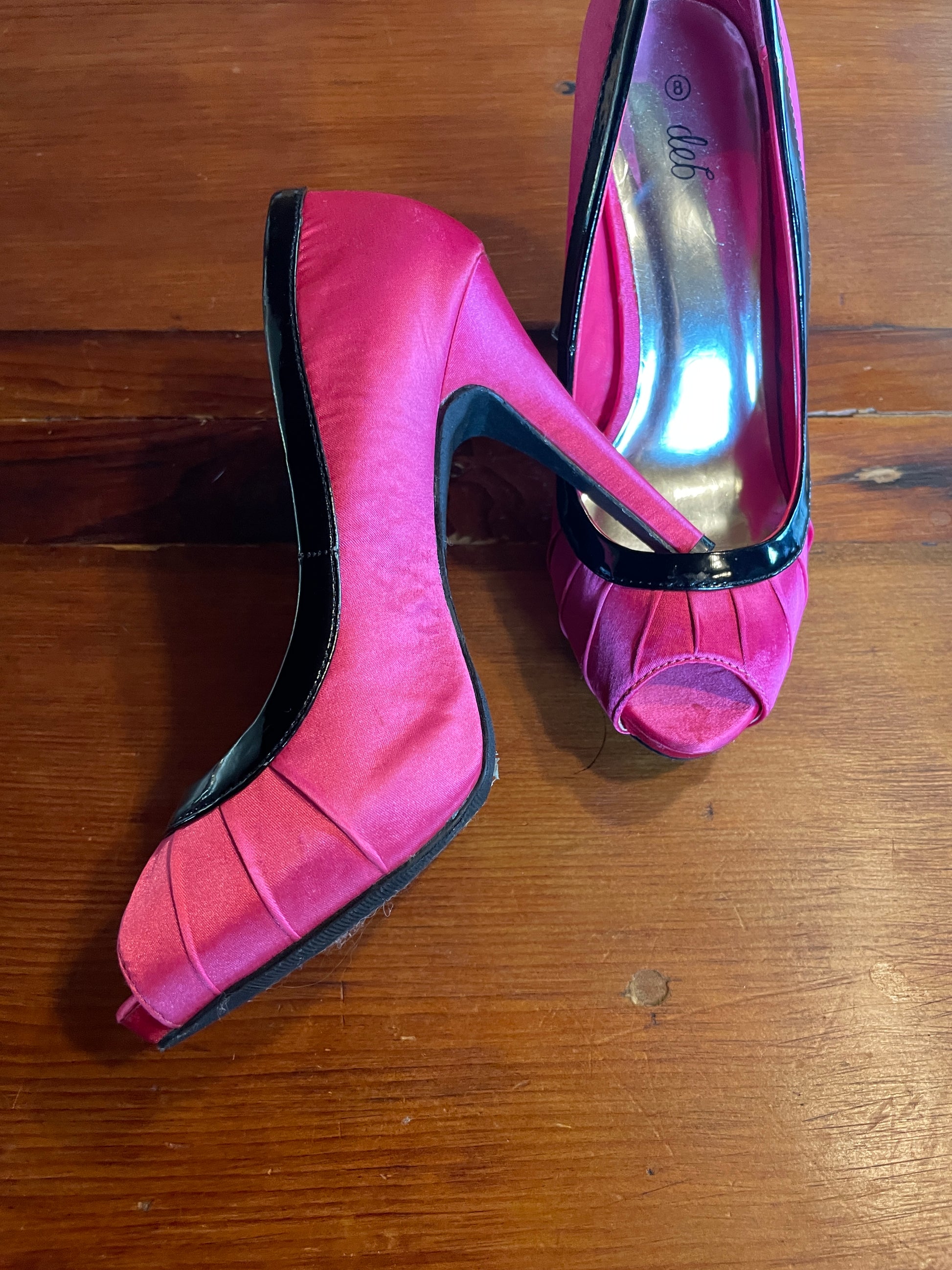  2000s Pink Peep Toe Vintage Style High Heels
