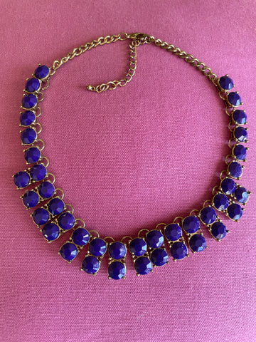 90s Gold Tone Purple Glass Beads Classic Necklace