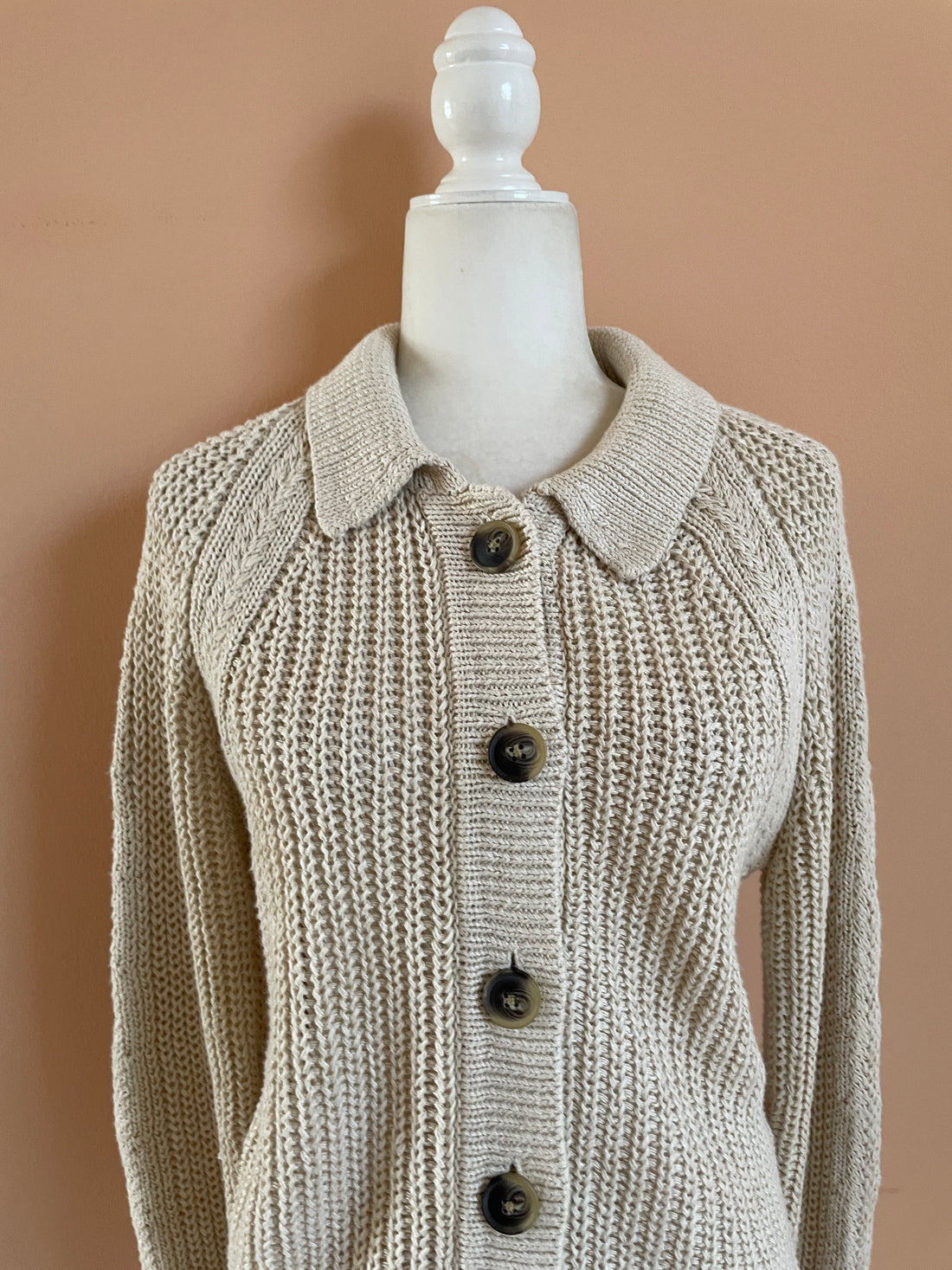 2000s Charter Club Linen Cotton Blend Button Cardigan Sweater S